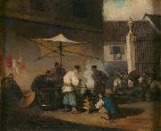 George Chinnery Chinese Street Scene at Macao Sweden oil painting artist